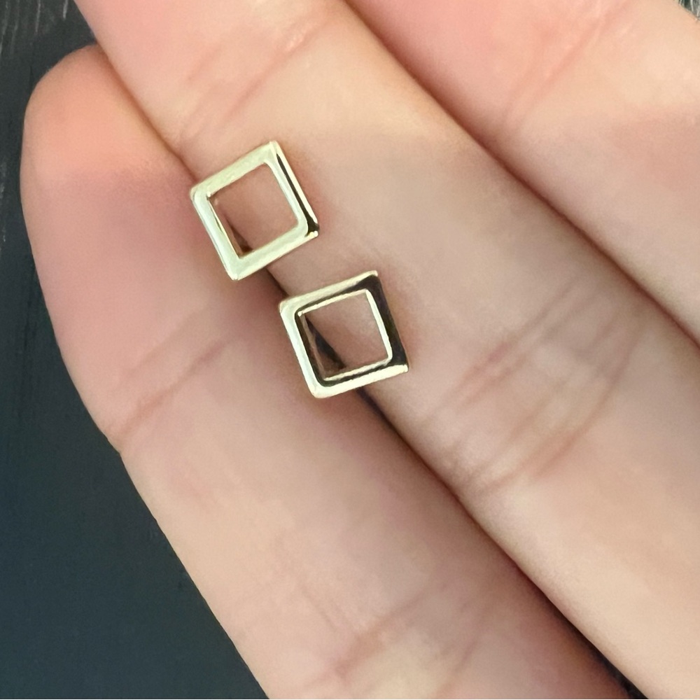 Gold Square Geometric Stud Earrings